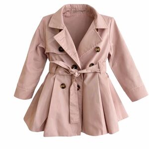 Tahari Girls Blush Pink Trench Coat Double Breasted Belted Size 18M